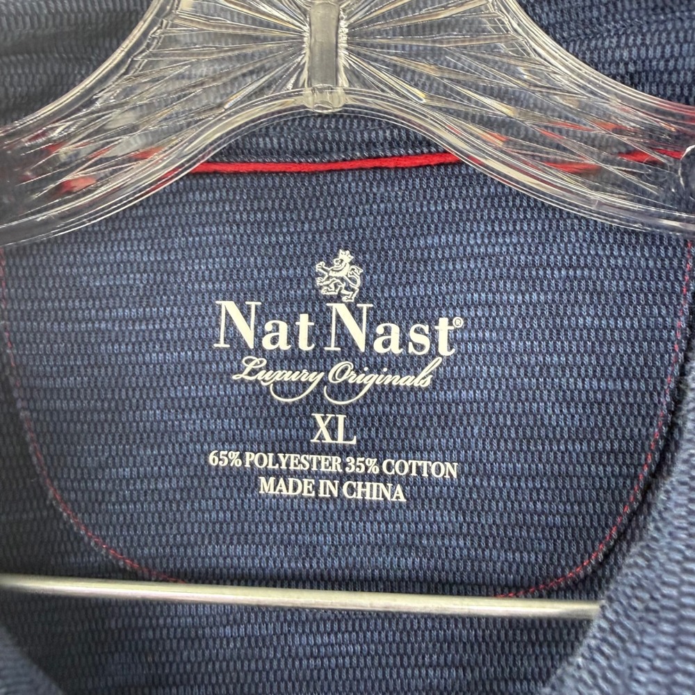 Nat Nast Polo Shirt Mens XL Blue Textured Knit Contrast Stitch Luxury Originals‎ - Picture 3 of 9